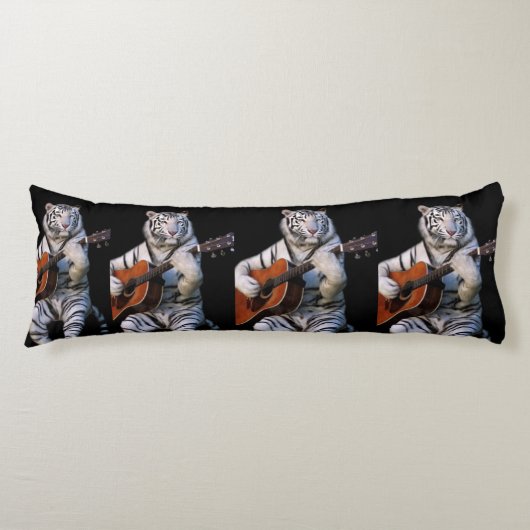 White Tiger Guitar Nocturne – Minimal Body Pillow Lichaamskussen (Voorkant)