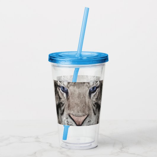 White Tiger Head Acryl Drinkbeker (Achterkant)