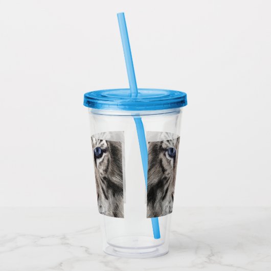 White Tiger Head  Acryl Drinkbeker (Links)