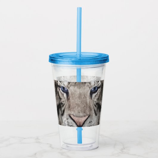 White Tiger Head  Acryl Drinkbeker (Voorkant)