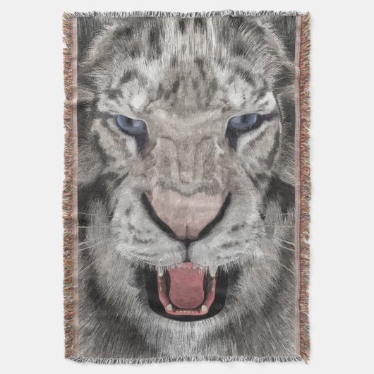White Tiger Head  Deken (Voorkant Verticaal)
