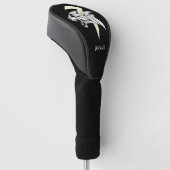 White Tiger Head en Thunderbolt Black Background Golfheadcover (Schuin)