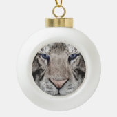 White Tiger Head  Keramische Bal Ornament (Voorkant)