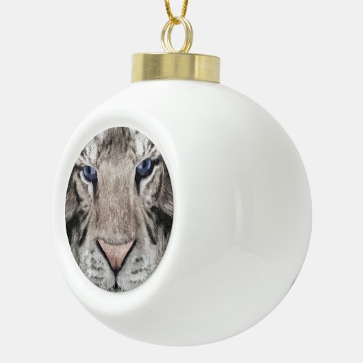White Tiger Head  Keramische Bal Ornament (Rechts)
