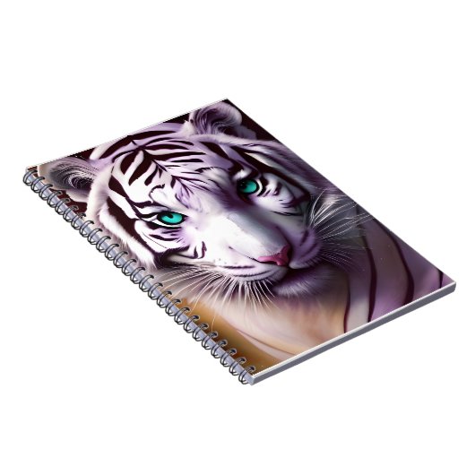 White Tiger Head met Mesmerizing Eyes Notitieboek (Rechterzijde)