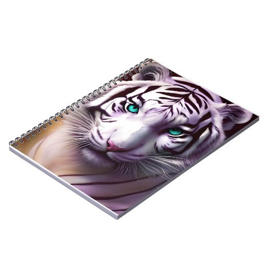 White Tiger Head met Mesmerizing Eyes Notitieboek (Linkerzijde)