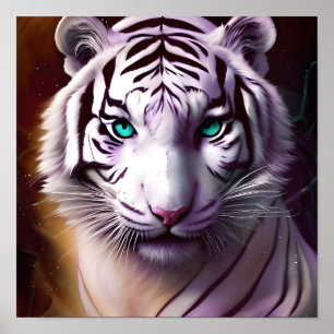 White Tiger Head met Mesmerizing Eyes Poster