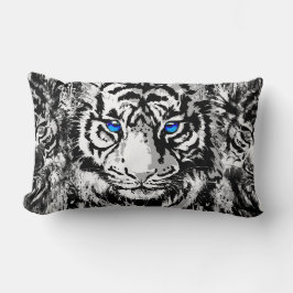 White Tiger Head Portrait - Tiger Lumbar Pillow Kussen