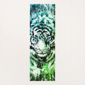 White Tiger Head - Tiger Blue Eyes Yoga Mat (Achterkant)