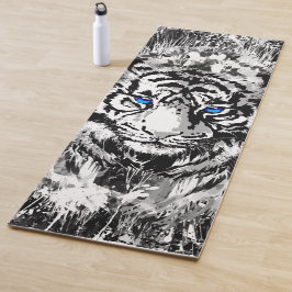 White Tiger Head - Tiger Blue Eyes Yoga Mat