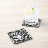 White Tiger Head - Tiger Portrait Beverage Coaster Bier Onderzetter (Rechterzijde)
