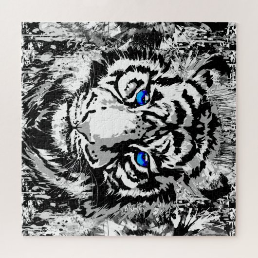 White Tiger Head - Tiger Portrait Jigzaag Puzzle Legpuzzel (Horizontaal)