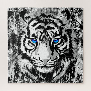 White Tiger Head - Tiger Portrait Jigzaag Puzzle Legpuzzel