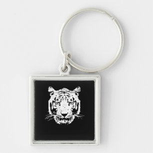 White Tiger Head Wild Cat Lover Zoo Animal Gifft Sleutelhanger