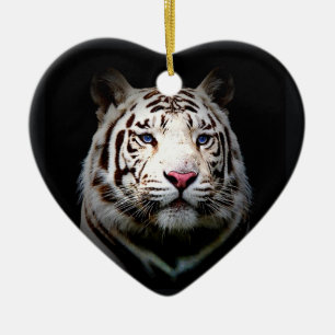 White Tiger Heart Keramisch Ornament