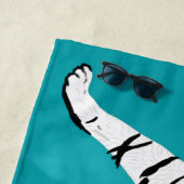 White Tiger Illustration on Blauwgroen Personalize Strandlaken (In situ)