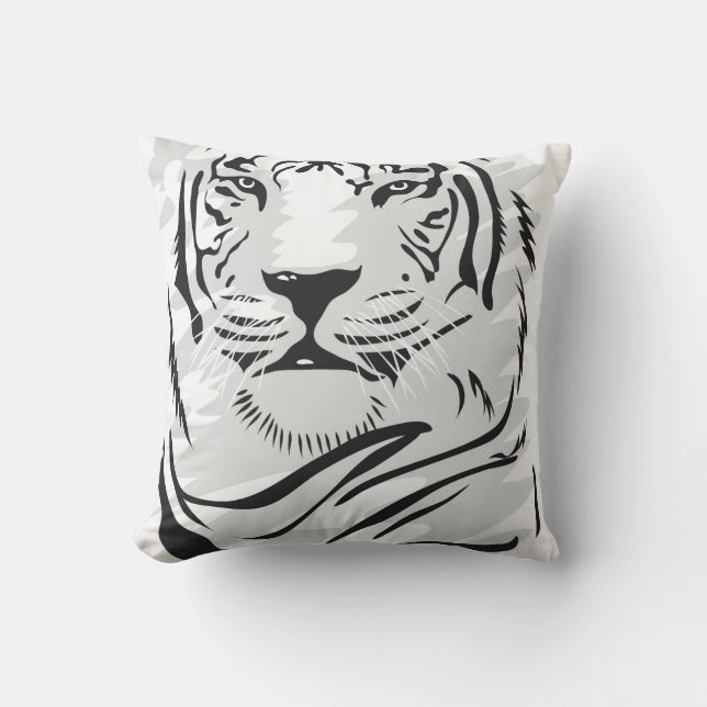 White Tiger Illustration Pillow Kussen (Voorkant)