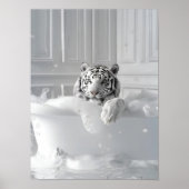 White Tiger in Bathtub Art Print Cheetah Poster Ba (Voorkant)