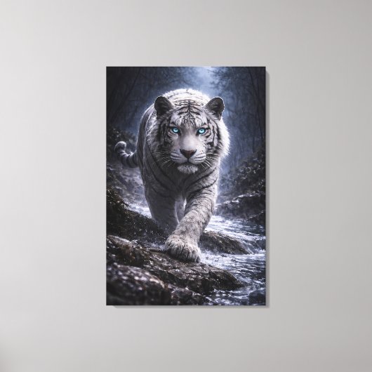 White Tiger in Motion – ManJiangHong Art Series Canvas Afdruk (Voorkant)