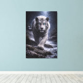 White Tiger in Motion – ManJiangHong Art Series Canvas Afdruk (Insitu (Houten vloer))