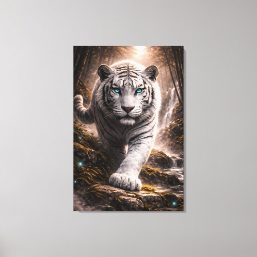 White Tiger in Motion – ManJiangHong Art Series Canvas Afdruk (Voorkant)