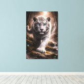 White Tiger in Motion – ManJiangHong Art Series Canvas Afdruk (Insitu (Houten vloer))
