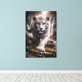 White Tiger in Motion – ManJiangHong Art Series Canvas Afdruk (Insitu (Houten vloer))