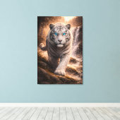 White Tiger in Motion – ManJiangHong Art Series Canvas Afdruk (Insitu (Houten vloer))