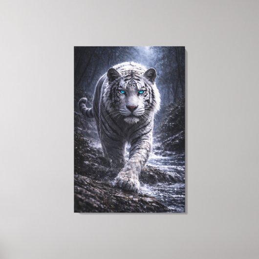White Tiger in Motion – ManJiangHong Art Series Canvas Afdruk (Voorkant)