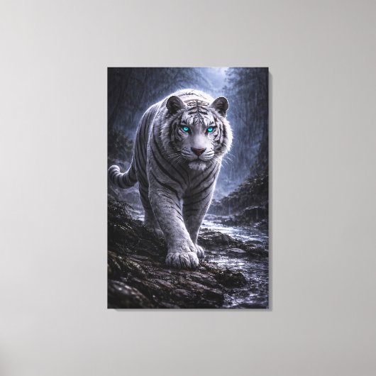 White Tiger in Motion – ManJiangHong Art Series Canvas Afdruk (Voorkant)