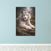 White Tiger in Motion – ManJiangHong Art Series Canvas Afdruk (Insitu (Houten vloer))