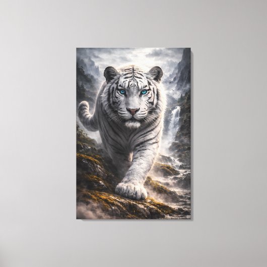 White Tiger in Motion – ManJiangHong Art Series Canvas Afdruk (Voorkant)