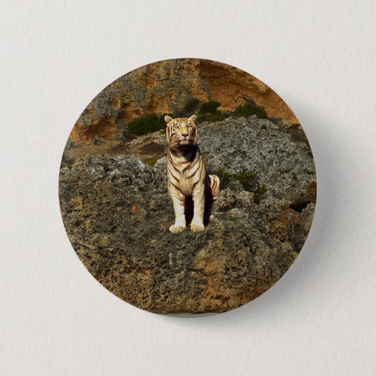 White Tiger Lookout Ronde Button 5,7 Cm (Voorkant)