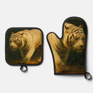 White Tiger Majesty – gestileerde wildlife art pri Ovenwant & Pannenlap Set