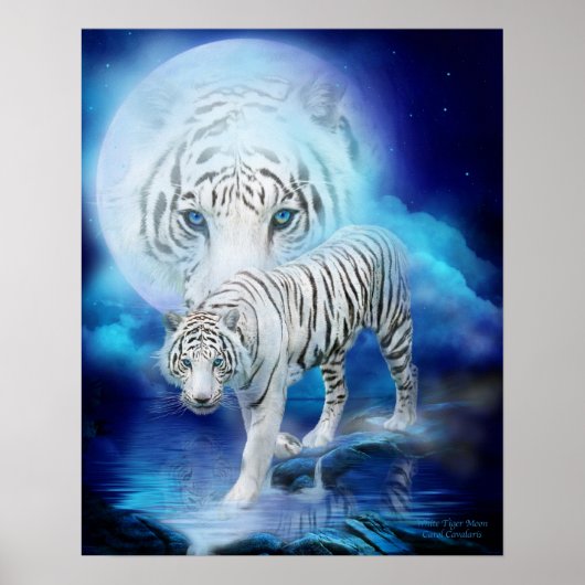 White Tiger Moon Art Poster/Print Poster (Voorkant)