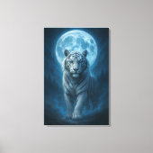 White Tiger – Moonlit Mystical Scene | ManJiangHon Canvas Afdruk (Voorkant)