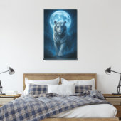White Tiger – Moonlit Mystical Scene | ManJiangHon Canvas Afdruk (Insitu (Slaapkamer))