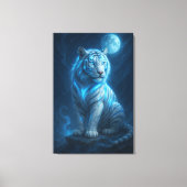 White Tiger – Moonlit Mystical Scene | ManJiangHon Canvas Afdruk (Voorkant)