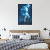 White Tiger – Moonlit Mystical Scene | ManJiangHon Canvas Afdruk (Insitu (Slaapkamer))