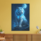 White Tiger – Moonlit Mystical Scene | ManJiangHon Canvas Afdruk (Insitu (Woonkamer))