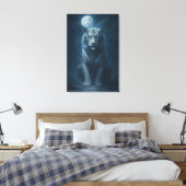 White Tiger – Moonlit Mystical Scene | ManJiangHon Canvas Afdruk (Insitu (Slaapkamer))
