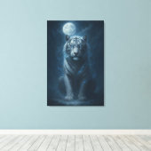 White Tiger – Moonlit Mystical Scene | ManJiangHon Canvas Afdruk (Insitu (Houten vloer))