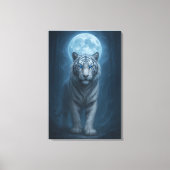 White Tiger – Moonlit Mystical Scene | ManJiangHon Canvas Afdruk (Voorkant)