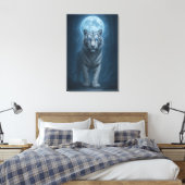 White Tiger – Moonlit Mystical Scene | ManJiangHon Canvas Afdruk (Insitu (Slaapkamer))