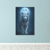 White Tiger – Moonlit Mystical Scene | ManJiangHon Canvas Afdruk (Insitu (Houten vloer))