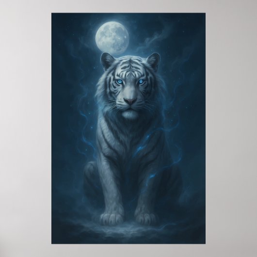 White Tiger – Moonlit Mystical Scene | ManJiangHon Poster (Voorkant)