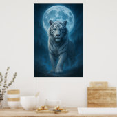 White Tiger – Moonlit Mystical Scene | ManJiangHon Poster (Keuken)