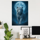 White Tiger – Moonlit Mystical Scene | ManJiangHon Poster (Thuiskantoor)