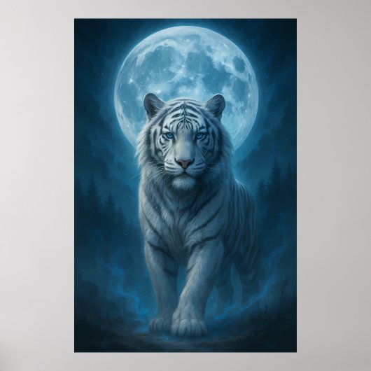 White Tiger – Moonlit Mystical Scene | ManJiangHon Poster (Voorkant)