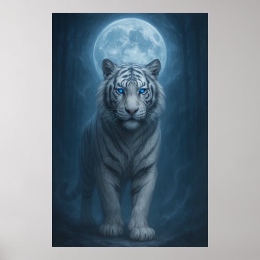 White Tiger – Moonlit Mystical Scene | ManJiangHon Poster (Voorkant)